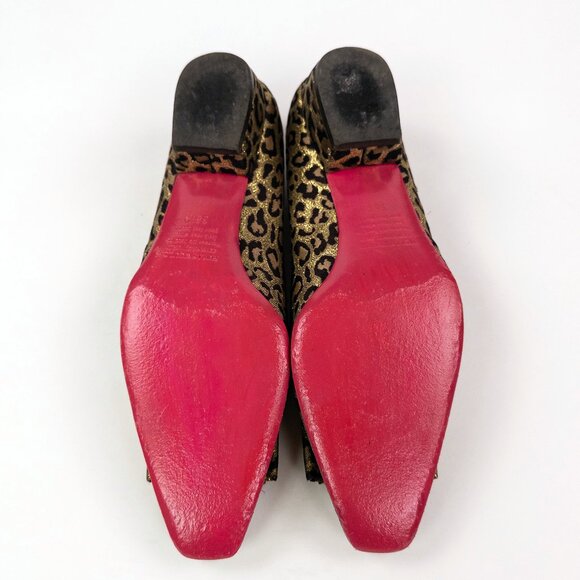 Hollywould Leopard Metallic Bow Ballet Flats with Pink Soles - Picture 7 of 9